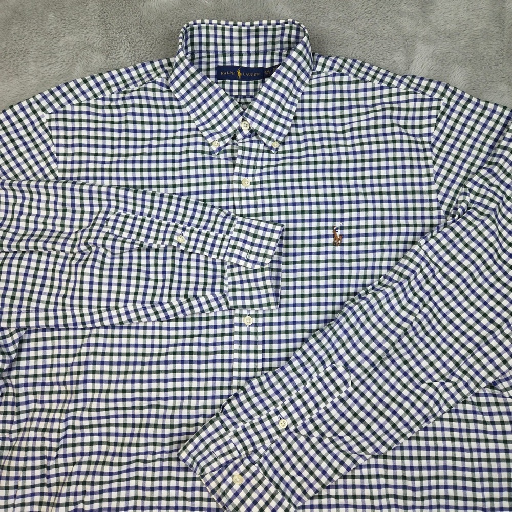 Ralph Lauren Button Down Shirt Mens XXL Gingham Check Long Sleeve Flesh Pony